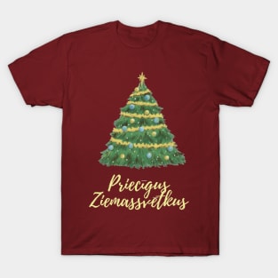 Priecīgus ziemassvētkus latviski latviešu valoda T-Shirt